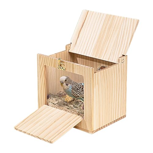 Fulenyi Nistkasten für Nymphensittiche, Vogelzuchtkasten | Große Vogelzuchtbox - Acryl-transparentes Holzhaus zum Nisten für Wellensittiche, Nymphensittiche, Papageien, die Sich paaren, Voliere von Fulenyi