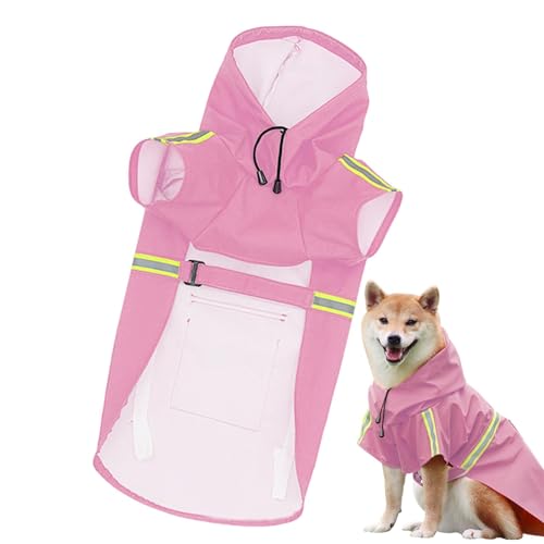 Fulenyi Wasserdichte Hundejacke | leicht tragbare Haustier-Regenjacke, verstellbarer Kapuzenmantel mit reflektierendem Streifen, gut sichtbare, atmungsaktive Hundekleidung für Spaziergänge von Fulenyi