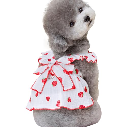 Fulenyi Welpenkleider für Mädchen, kleine Hunde, Welpenkleidung, Katzenkleider – Partykleid mit Erdbeermuster, niedliches Hundekleid, Katzenkleid, Welpenkleid, Frühlingshunde-Outfits von Fulenyi