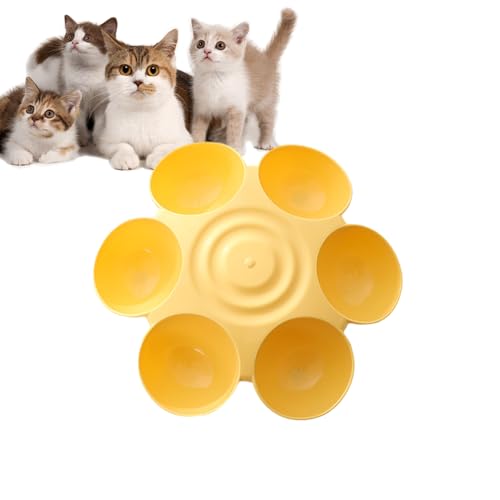 Futternapf für mehrere Hunde – 6-Meal-Fressnapf für Kätzchen, Blumenform, Multi-Katzen-Futterspender, Katzenfutter, Wassernäpfe, rutschfest, für mehrere Katzen im Innenbereich von Fulenyi