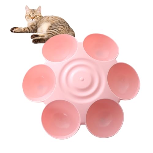 Futternapf in Blumenform – 6-Meal-Fressnapf für Kätzchen, Blumenform, Multi-Katzen-Futterspender, Katzenfutter, Wassernäpfe, rutschfester Futternapf für mehrere Katzen im Innenbereich von Fulenyi