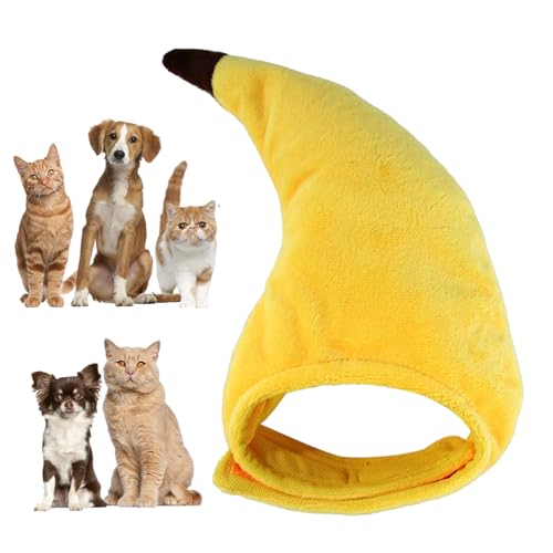 Hunde-Bananen-Kostüm, niedlicher Katzenhut, lustige Halloween-Bekleidung, kreativer Bananenhut, verstellbare Haustierkostüme für Katzen, Kätzchen, Welpen Fulenyi von Fulenyi