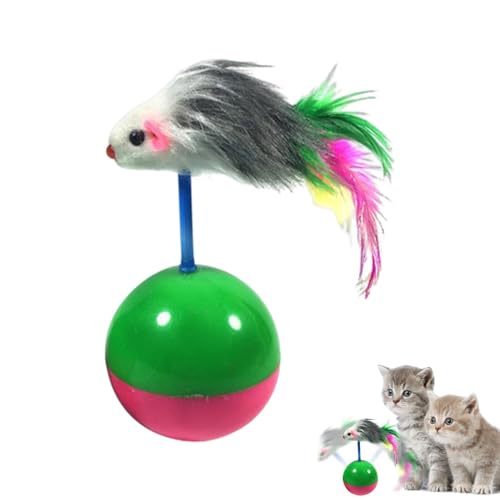 Katzenbälle, Katzenspielzeugball - Falscher Maus-Kätzchen-Spielzeugball | Buntes Federmaus-Katzenspielzeug, tragbarer Katzenspielzeugball für das Katzentraining und Necken mit Ton von Fulenyi