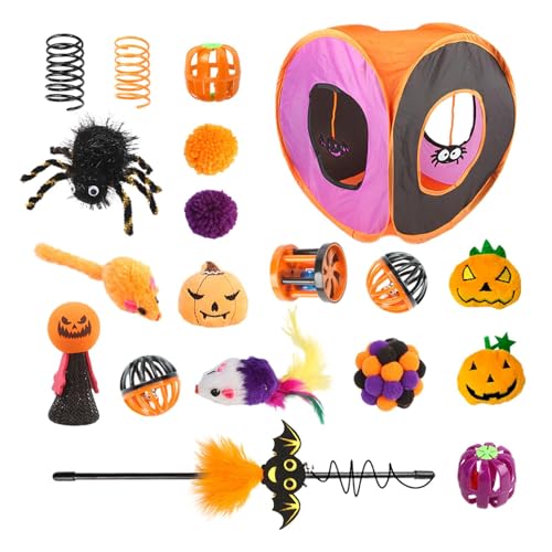 Kitten Starter Kit Bundle, Interaktives Katzenspielzeug,Süßes interaktives Katzenspielzeug-Set | Halloween-Katzen-Federstab, Ball, Frühlingsmäusespielzeug, faltbares quadratisches von Fulenyi