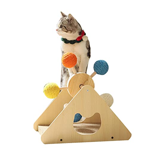 Kratzbaum, Ball, Spielzeug für Katzen, aus Massivholz, interaktiv, drehbar, groß, Laufrad, ohne Papier, interaktiver Kratzbaum aus Massivholz von Fulenyi