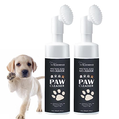 Reinigungsschaum für Hunde und Katzen, 2 x 100 ml Pfotenreiniger, Reinigungsmittel für Hunde, Reinigungsmittel ohne Wasser, Shampoo mit Silikonbürste für Katzen und von Fulenyi