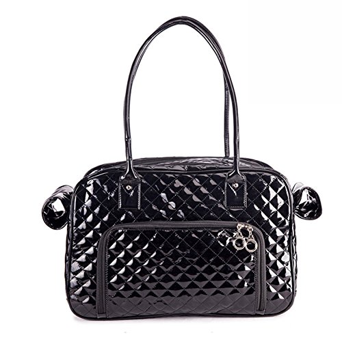 Fumeepro Haustier Hund Träger, Zwei große Rückentaschen, Hundetaschen Tote Tasche Mode PU Leder Handtasche Reisegeldbörse (Schwarz) von Fumeepro