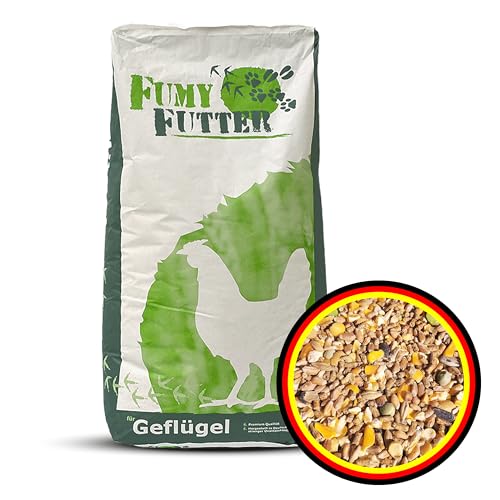 FumyFutter Geflügel-Müsli mit Legekorn, Hühnerfutter, vielfältiges Premiumfutter für alle Geflügelrassen, ausgewählte Sämereien und Getreidekomponenten mit Pellets-Anteil, 25kg, 1x Sack von FumyFutter