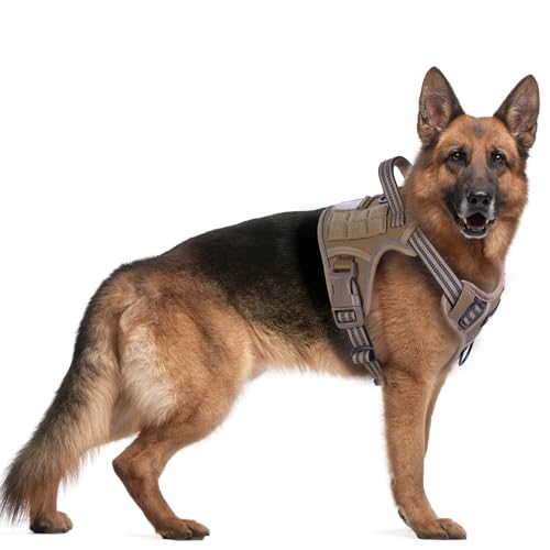 Funfox Hundegeschirr Grosse Hunde Anti Zug Sicherheitsgeschirr Mittlere Große Hunde No Pull Geschirr Einstellbar Brustgeschirr Hund Groß Atmungsaktiv Dog Harness XL Braun von Funfox