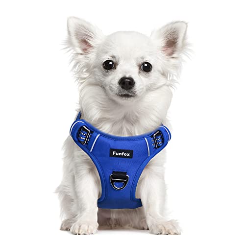 Funfox Hundegeschirr Kleine Hunde No Pull Welpengeschirr Einstellbar Hundegeschirr Anti Zug Sicherheitsgeschirr Kleine Mittlere Hunde Brustgeschirr Hund Atmungsaktiv Dog Harness Blau S von Funfox