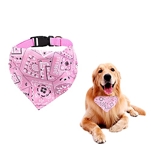 FuninCrea Hundehalstücher Halsband, Dreieckstücher, waschbar, Lätzchen Schal, verstellbare Bandanas mit Blumenmuster, Hundehalsband, Kostüm-Zubehör für kleine, mittelgroße und große Hunde (rosa) von FuninCrea