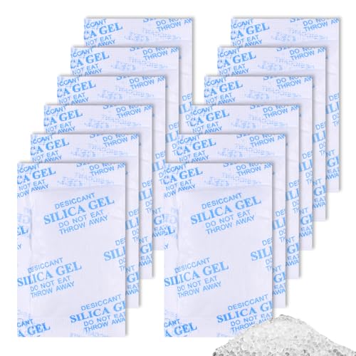 12 * 25g Silicagel Beutel, Feuchtigkeitsabsorber, Hocheffizientes Trockenmittel für Katzen- und Hundefutterautomaten, Wiederverwendbare Silica Gel Packets um Tierfutter Trocken und Frisch zu Halten von Funmo