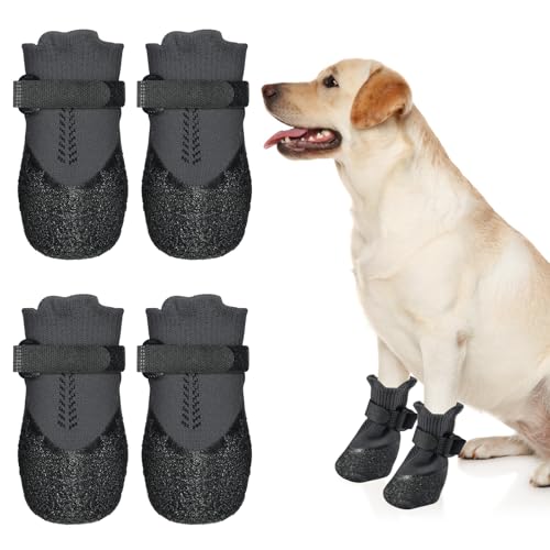 4 Stück Hundeschuhe,Hundesocken Anti Rutsch,Pfotenschutz Hunde Schuhe,rutschfeste Hundeschuhe,Outdoor Indoor Hundeschuhe,für Füße mit Einer Breite von ca. 4,3 cm von Funmo