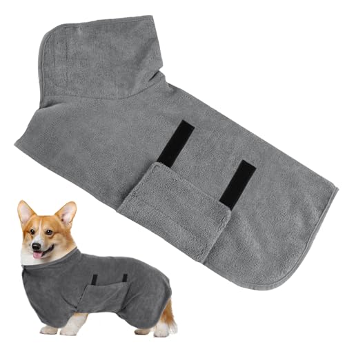 Bademantel Hund Funmo Hunde Bademantel Hundebademantel Kleine Hunde Hundebademantel aus Mikrofaser Super Saugfähig mit Klettverschluss und Verstellbarem Schrumpfband Für Haustiere Hunde Und Katzen von Funmo