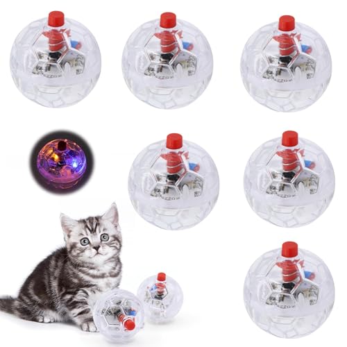 Funmo Katzenspielzeug Geisterjagd-Bewegungsbälle, 6 Stück Katzenball mit LED Licht, blinkende Katzenkugel Bewegung Bälle Haustierspielzeug Interaktives Katzenspielzeug Jagd Bewegung Light Up Ball von Funmo