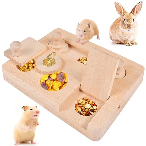 Funmo Meerschweinchen Spielzeug, Hamster Spielzeug aus Holz, Kleintierspielzeug, 6 In 1 Holzspielzeug Zur Futtersuche, für Hamster Meerschweinchen Chinchillas Rennmäuse Zwerghamster von Funmo