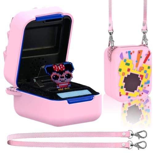 Funmo Silikon Abdeckung Fall，Schutzhülle für Interactive Toy Digital Pet，Digital Haustier Schutz Haut Hülle，Tragetasche Aufbewahrungstasche für Digital Pet Interaktives Spielzeug Mit Lanyard (Rosa von Funmo