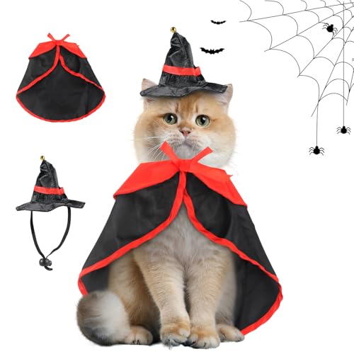 Halloween Hund Katze Kostüm Umhang,Haustier Halloween Kostüm Set,Cosplay Bekleidung für Haustiere, Hunde-Katzen-Halloween-Kostüme,Cosplay Lustig Haustierkostüm Umhang für Halloween Party Dekoration von Funmo