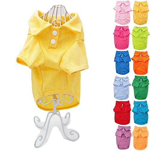 FUNNYDOGCLOTHES Hunde-Poloshirt für Welpen, Katzen, Hunde, Größe XS, Länge: 25,4 cm, gelbes Licht von FunnyDogClothes