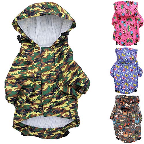 Für kleine Haustiere, Katzen, Hunde, Regenmantel, wasserdichte Regenjacke, Regenbekleidung (S: Länge – 30,5 cm, Camouflage) von FunnyDogClothes