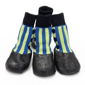 FunnyDogClothes Wasserdichte Hundeschuhe, Socken, rutschfest, Gummi, 2 Pfoten, 4,3 x 4,3 cm, Grün / Blau von FunnyDogClothes