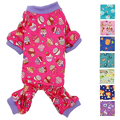 Hunde-Pyjama aus weicher Baumwollmischung für kleine und mittelgroße Haustiere (Hot Pink Cupcakes, S: Länge 30,5 cm, Brustumfang 35,6 cm – 43,2 cm) von FunnyDogClothes