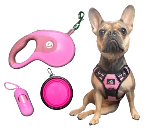 #FunnyFurGrace Hundegeschirr-Set mit Geschirr, 4,8 m Leine, Welpentasche, Napf – ideal für mittelgroße Hunde – verhedderungsfreier, reflektierender Anti-Rutsch-Griff – verstellbar, ausbruchsicher, von FunnyFurGrace