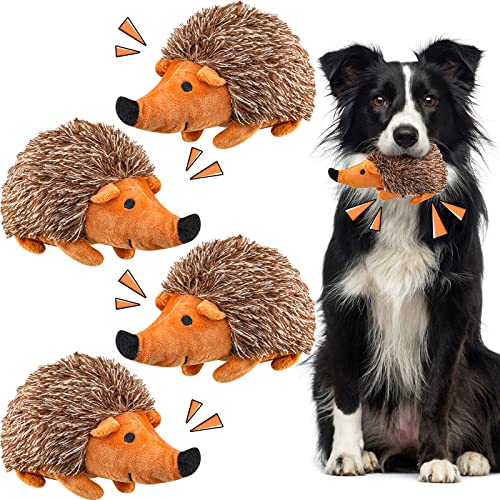 4 Stück Igel Quietschendes Hundespielzeug Weiches Tier Plüsch Igel Spielzeug Hund Stofftiere Igel Hund Kauspielzeug für Hund Haustier aggressive Kauer Welpen Training Spielen, 20 cm (Igel) von Funtery