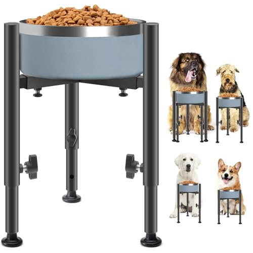 Funvalley Surperfect Hundenapfständer, verstellbar, erhöhter Futternapf, Metall, verstellbar, breit 17,8–26,7 cm, Höhe 36,8 cm, für große, mittelgroße und kleine Hunde (Napf nicht im Lieferumfang von Funvalley Surperfect