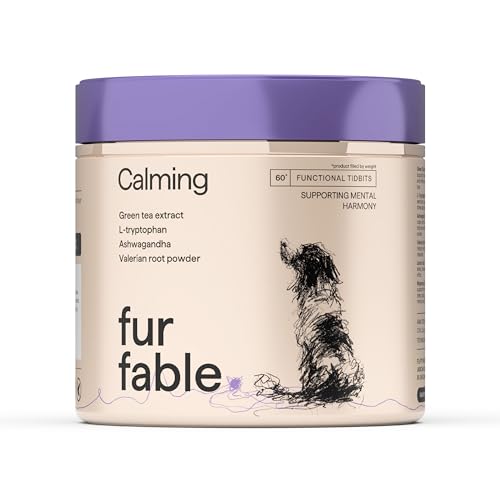 Fur Fable Calming - Beruhigungsmittel für Hunde - Hundeleckerli Linderung von Stress und Unruhe bei Hunden - Hundekekse mit Baldrian, Melisse, Ashwagandha, Leinsamen - 180g - 60 Stück von Fur Fable