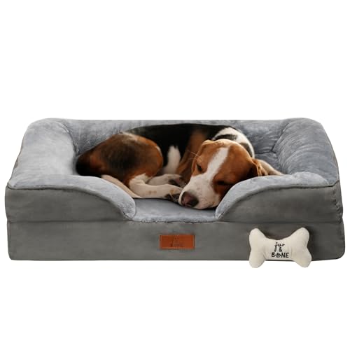 Fur & Bone Hundebett | Orthopädische Hundebetten mit abnehmbarem Bezug | Hundesofa Bett, beruhigendes Hundebett | rutschfeste Hundebetten, Hundebett mittelgroß | wasserdichtes Hundebett | Hundebetten, von Fur & Bone