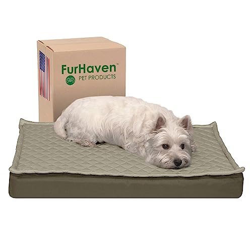 FurHaven Orthopädisches Hundebett, wasserdicht, für drinnen und draußen, umwandelbare Matratze, Abnehmbarer, waschbarer Bezug, Größe M, Dunkelsalbei von Furhaven