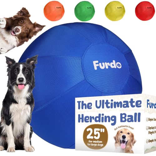 Furdo Herding Ball für Hunde, für Australian Shepherd, für Rinderhunde, für Border Collie, für Blue Heelers & andere mittelgroße bis große Hunde, Herding Dog Ball, Herding Hundespielzeug, Pferdeball - von Furdo