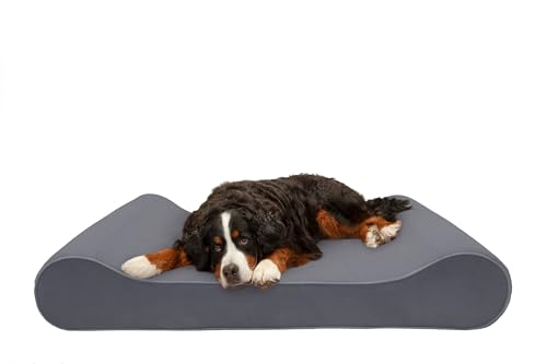 FurHaven Haustier-Hundebett, kühlendes Gel-Schaum-Micro-Samt, ergonomische Luxus-Liege, Wiege, Matratze, konturiertes Haustierbett mit abnehmbarem Bezug für Hunde und Katzen, Grau, riesig von Furhaven