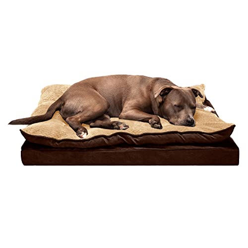 FurHaven Large Orthopedic Dog Bed Minky Plush & Suede Pillow Top Mattress w/Removable Washable Cover - French Roast, Large von Furhaven