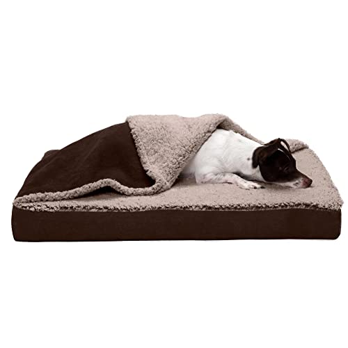 FurHaven Medium Memory Foam Dog Bed Berber & Suede Blanket Top Mattress w/Removable Washable Cover - Espresso, Medium von Furhaven