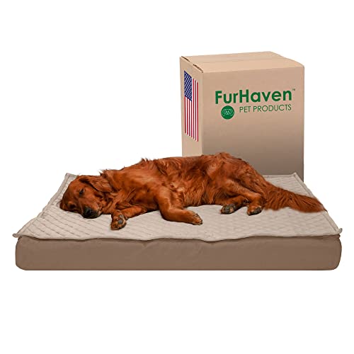 FurHaven XL Orthopedic Dog Bed Water-Resistant Indoor/Outdoor Quilt Top Convertible Mattress w/Removable Washable Cover - Sand, Jumbo (X-Large) von Furhaven