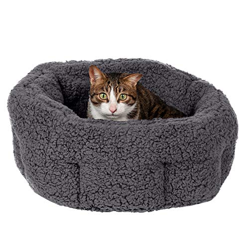 Furhaven 20" Round Small Dog Bed Hi Lo Self-Warming Snuggle Terry Cuddler, Washable - Charcoal Gray, Small von Furhaven