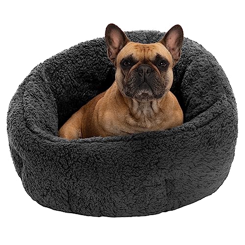 Furhaven 23" Round Medium Dog Bed Hi Lo Self-Warming Snuggle Terry Cuddler, Washable - Charcoal Gray, Medium von Furhaven