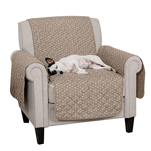 Furhaven Chair Slipcover Water-Resistant Reversible Polka Paw Print Furniture Protector Cover - Biscuit Brown, Chair von Furhaven