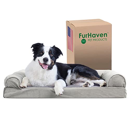 Furhaven Cooling Gel Infused Memory Foam an Sofa Pet Bett für Hunde und Katzen von Furhaven