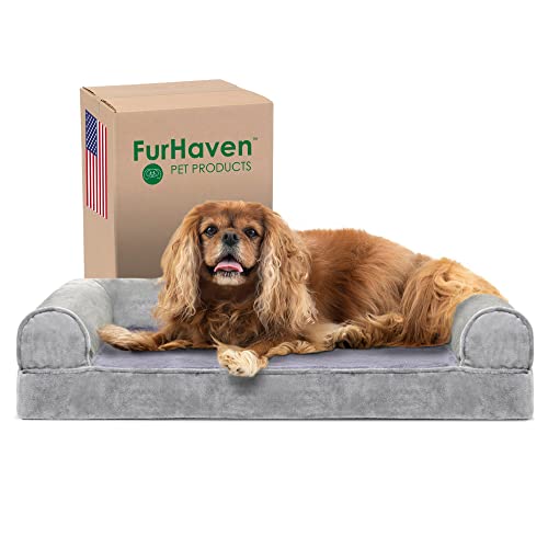 Furhaven Cooling Gel Infused Memory Foam an Sofa Pet Bett für Hunde und Katzen von Furhaven