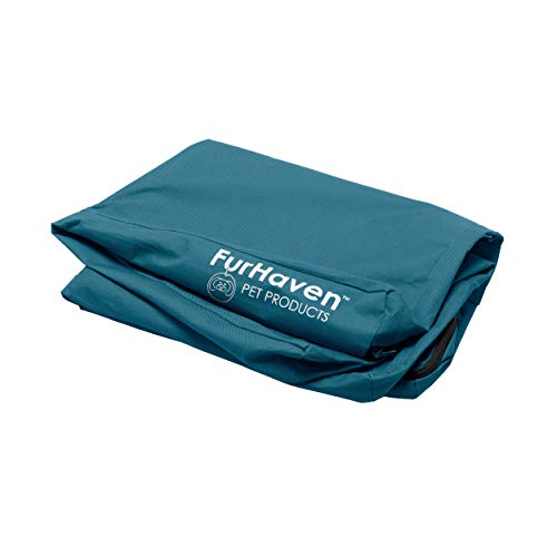 Furhaven Ersatz-Hundebettbezug, wasserabweisend, für drinnen und draußen, Logo-Druck, Oxford-Polycanvas-Matratze, waschbar, Deep Lagoon, Jumbo (X-Large) von Furhaven