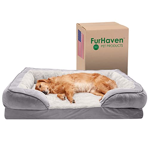 Furhaven Haustier-Hundebett, Große Hundebetten für Große Hunde, Mittlere Kleine Hundebetten für Mittlere Kleine Hunde, Hundebett Orthopädische Memory Foam Hundebetten, Abnehmbarer waschbarer Bezug, Hundebett für Kisten, Sofa und Couch von Furhaven