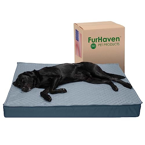 Furhaven XXL Orthopedic Dog Bed Water-Resistant Indoor/Outdoor Quilt Top Convertible Mattress w/Removable Washable Cover - Calm Blue, Jumbo Plus (XX-Large) von Furhaven