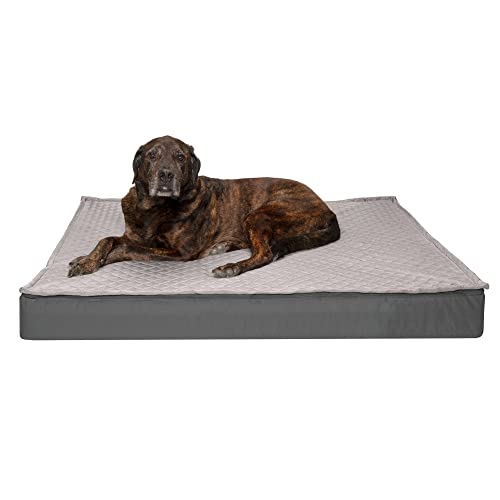 Furhaven Haustierbett für Hunde und Katzen – Wasserabweisend Indoor-Outdoor Convertible Quilt Top Matratze Memory Foam Hundebett, Abnehmbarer Bezug – Grau, Jumbo Plus (XX-Large) von Furhaven