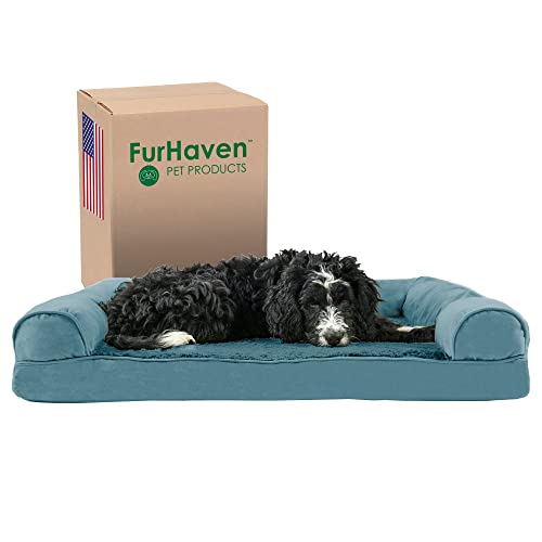 Furhaven Large Memory Foam Dog Bed Plush & Suede Sofa-Style w/Removable Washable Cover - Deep Pool, Large von Furhaven