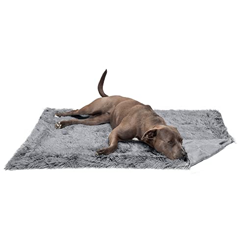 Furhaven Large Waterproof Calming Plush Long Faux Fur & Velvet Dog Blanket, Washable - Gray, Large von Furhaven