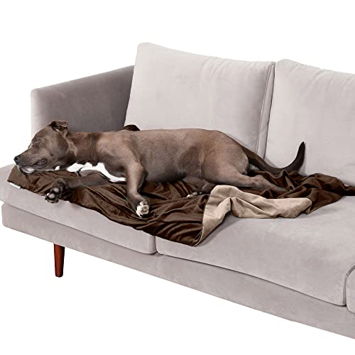 Furhaven Large Waterproof Two-Tone Luxe Velvet Dog Blanket, Washable - Brownstone, Large von Furhaven