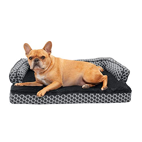 Furhaven Medium Memory Foam Dog Bed Comfy Couch Plush & Decor Sofa-Style w/Removable Washable Cover - Diamond Gray, Medium von Furhaven